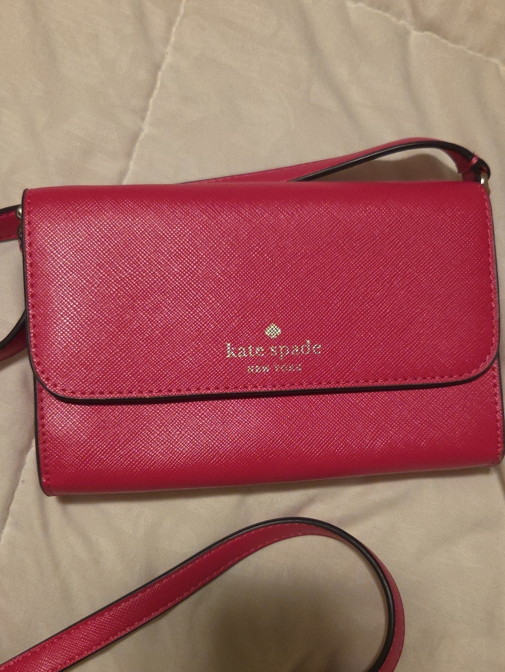 kate spade Pink Saffiano Crossbody Wallet